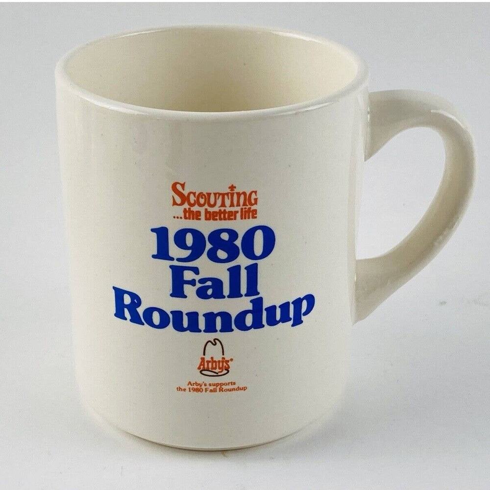 Vintge 1980 Arby's Mug Cup Fall Round up Scouting Better Life BSA Boy Scouts USA